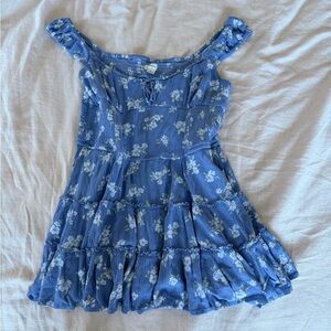 Aeropostale Blue Floral Off-Shoulder Dress